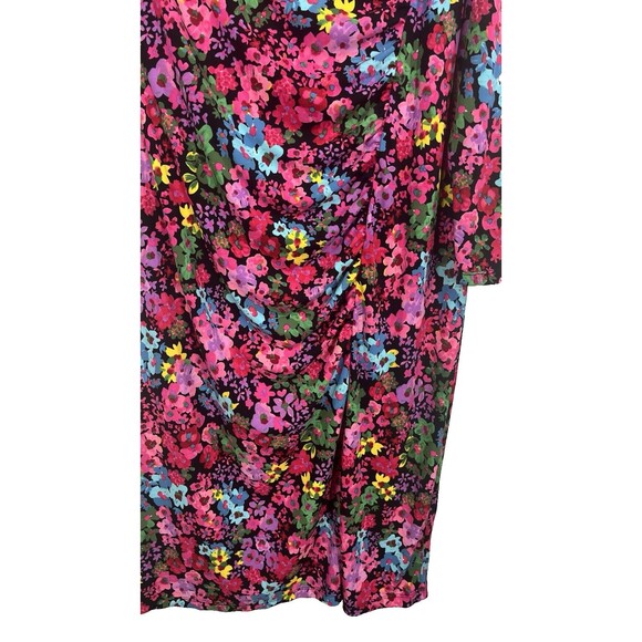 Future Collective Kahlana Floral Long Sleeve Mock Bodycon Dress 1X Ruched Midi - Picture 8 of 11
